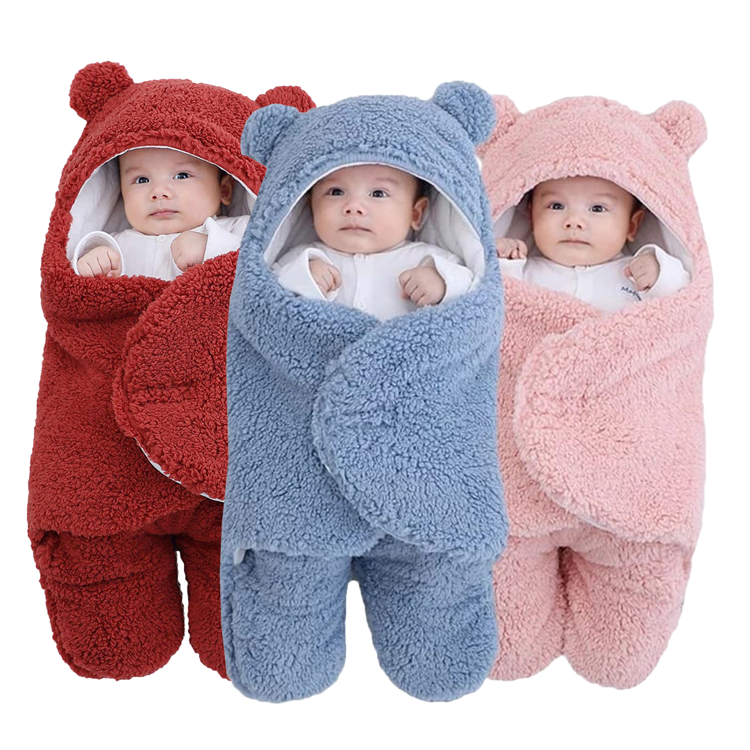 Baby Sleeping Bag Ultra-Soft Fluffy Fleece Newborn Receiving Blanket Infant Boys Girls Clothes