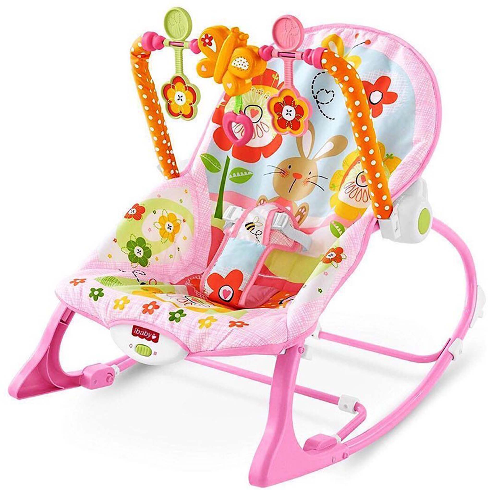 Baby Bouncer Musical Swing Chair Rocking Chair Toddler Rocker -Pink