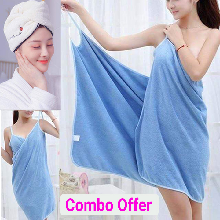 Hair Dryer Cap and Women Bath Skirt Towel
