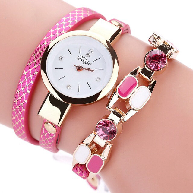 Fashion Women Bracelet Watch Leather belt with Waterproofed- Duoya