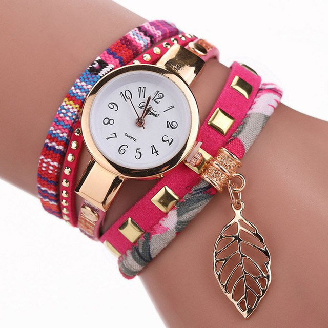 Fashion Leather Bracelet Watch Women Quartz Watch-Duoya