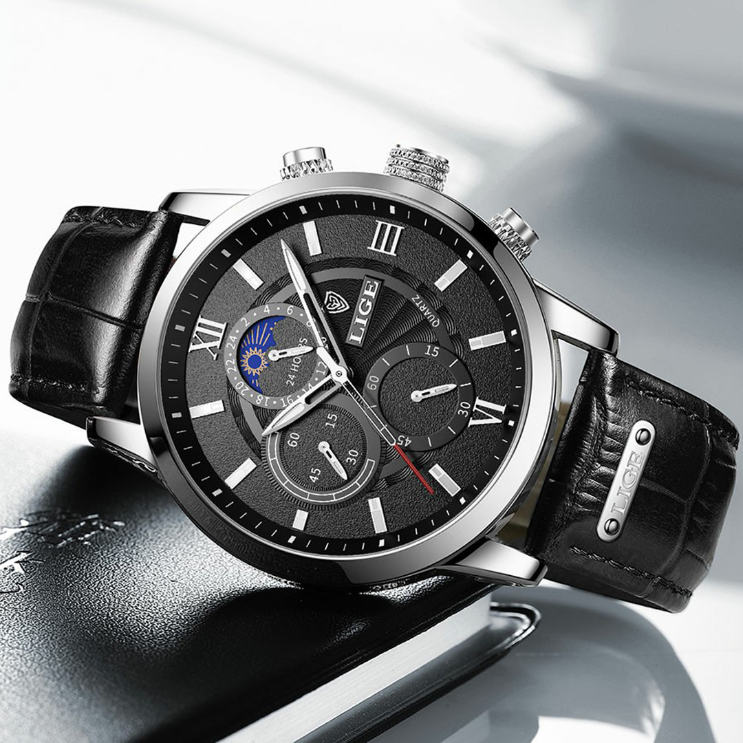 New Lige Mens Watches Brand Luxury Leather Casual Quartz Watch