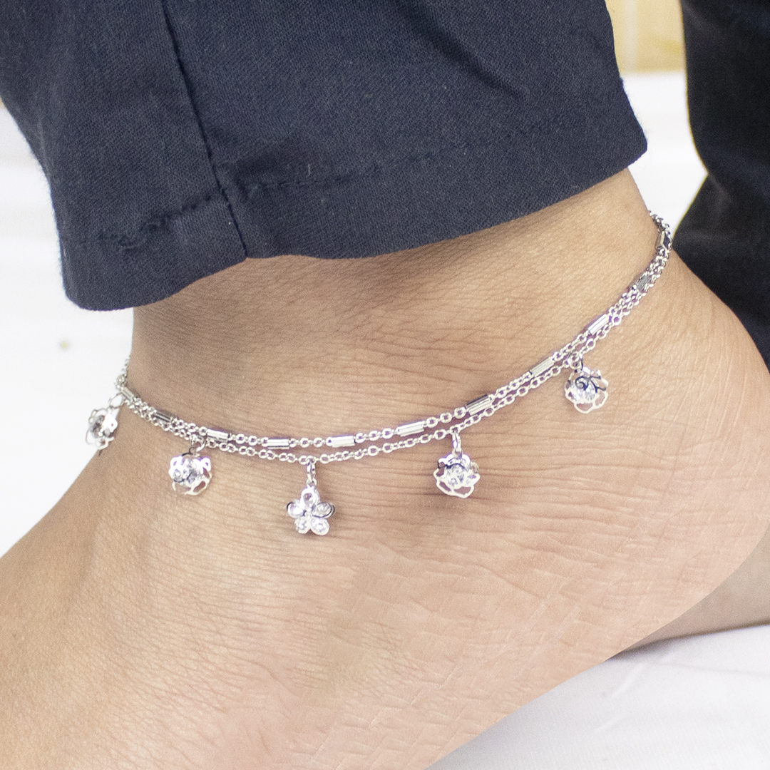 Star Silver Anklet (Payel) for Women