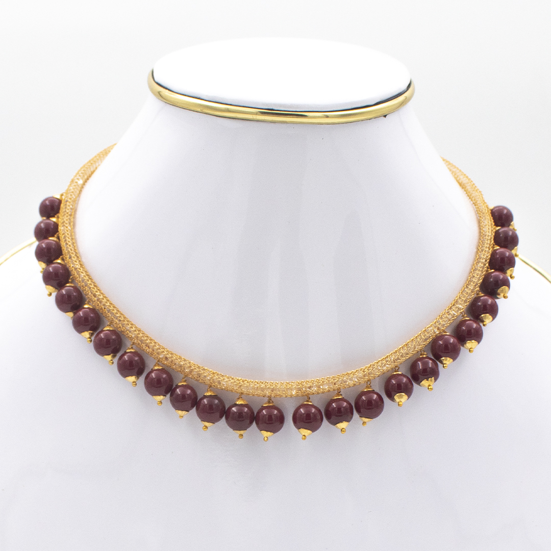 Fationable Large Round Ball Chain Necklace For Women With Earrings