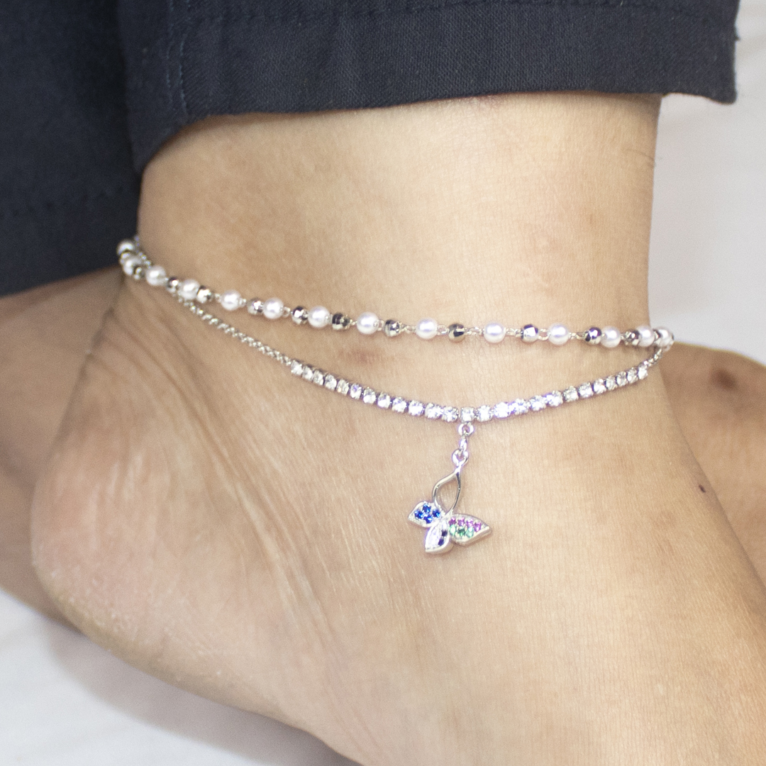 Great Looking Butterfly Payel Silver Alloy Star Payel Nupur for Women Or Girl