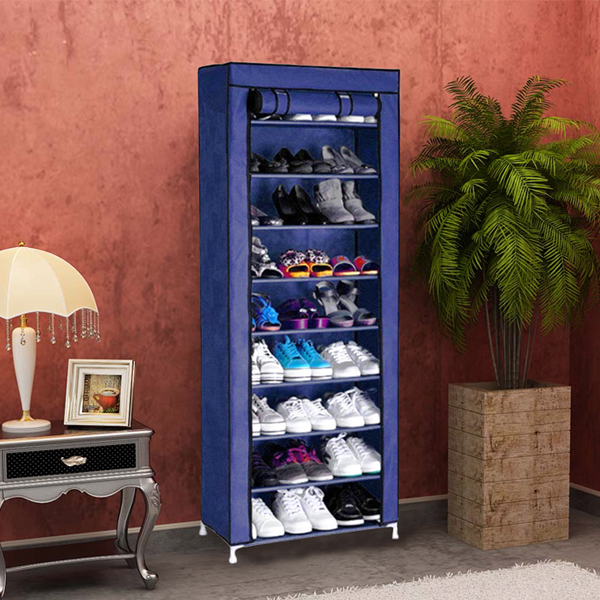 9-Layer 40-Pair Large Shoe Rack Shoe Storage Organizer Cabinet Tower -Blue Color