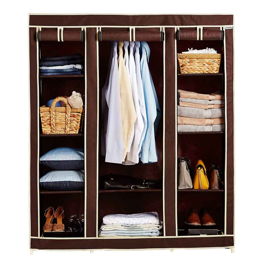 Fabric Storage Wardrobe Brown