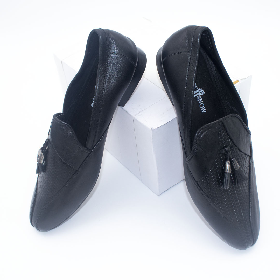 Exclusive Design Leather Formal Loafers Shoe For Men-Black image 2