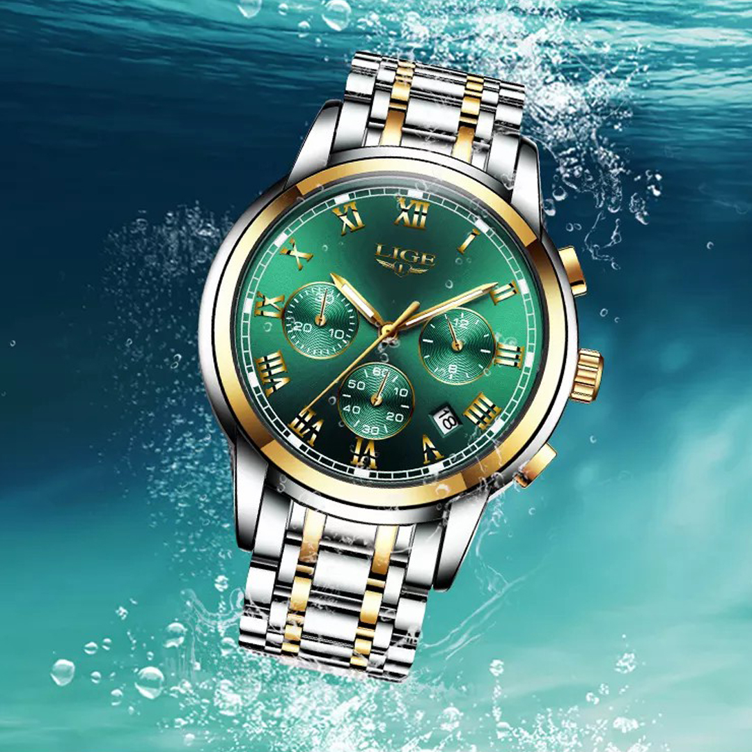 LIGE-analog quartz watch for men, new waterproof image 2