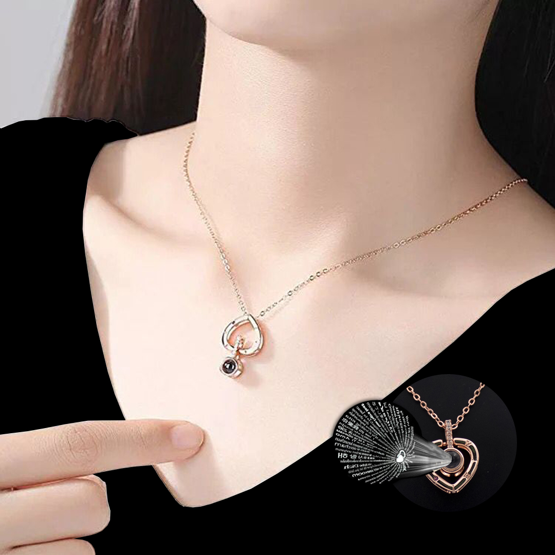 Romantic Memory Heart Projection 100 Language I Love You Necklace image 2