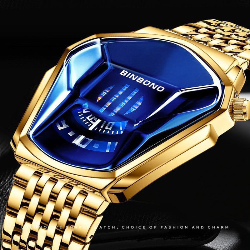 Fashion Men Watch Creative Dila Geometric Shape Men Stainless Steel Strap Quartz Watch